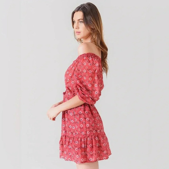 Xirena Jia Floral Silk Blend Mini Dress Coral Blush - Picture 3 of 13